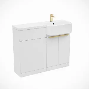 Nes Home Right Hand Brushed Brass Handles Basin Vanity Unit With Tap & WC Unit