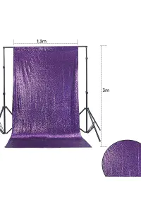 Neel Blue Shiny Fabric Sequin Backdrop Glitter Curtain, Purple - 4ft x 9ft