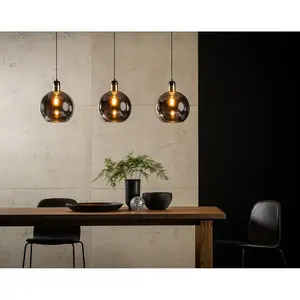 Lucide Julius Modern Bar Pendant Light - 3xE27 - Smoke Grey