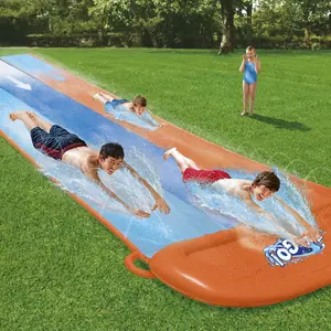 Bestway Orange & blue Rectangular Triple lane with sprinkler system at one end Water slide