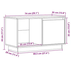 vidaXL TV Cabinet Grey 74x35x44 cm Solid Wood Pine