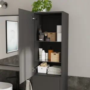 GoodHome Levanna Tall deep Matt Grey Double Bathroom Column cabinet (H)160cm (W)40cm