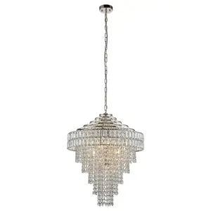 Luminosa Aversa Pendant Ceiling Light Bright Nickel Plate, Clear Crystal Glass