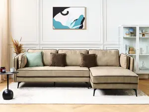 Corner Sofa ALTAN Beige Velvet Left Hand