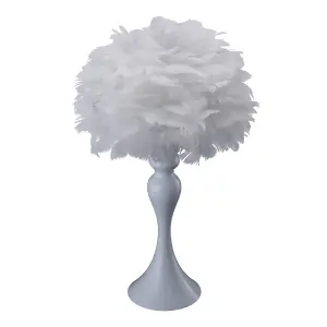 White Accent Ceramic Feather Bedroom Bedside Table Lamp with LED Light 30cm x 46cm