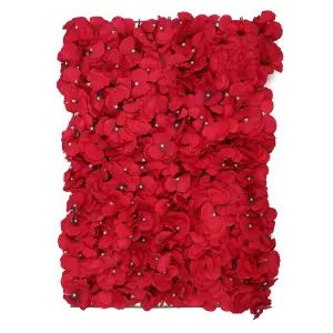 Artificial Flower Wall Backdrop Panel, 60cm x 40cm, Dark Red