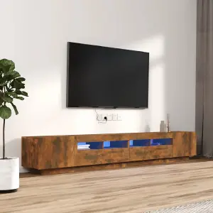 vidaXL 3 Piece TV Cabinet Set with LED Lights Smoked Oak Engineered Wood