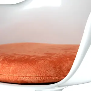 White Tulip Armchair with Luxurious Orange Cushion