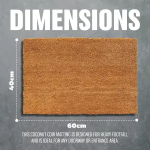 Heavy Duty Non Slip Natural Coco Door Mat - For Home Coir Entrance Porch 40 X 60cm Front Doormat High Absorbency - Dirt Trapper