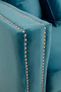 Sofia 3 Seater Cyan Blue Velvet Sofa