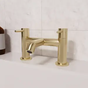 Nes Home Modern Brushed Brass Designer Deck Mounted Bath Filler Tap