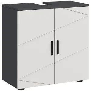 kleankin Bathroom Vanity Unit, Under Sink Cabinet with Shelf, Light Grey