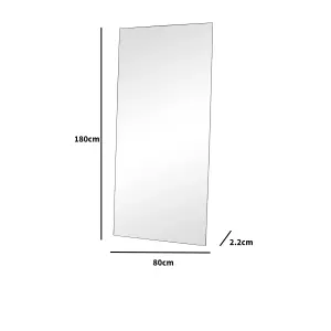 Melody Maison Large Black Thin Framed Leaner Mirror 80cm x 180cm