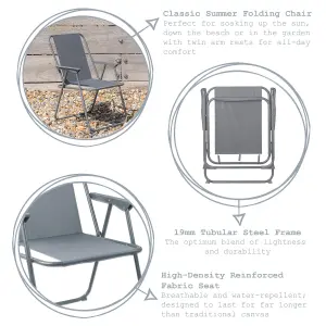 Harbour Housewares - Folding Metal Beach Chair - Grey