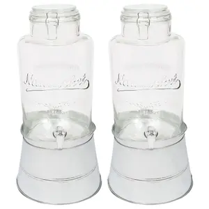 Rink Drink Glass Drinks Dispensers with Tap & Silver Bucket Stand - 8.7L - Pack of 2