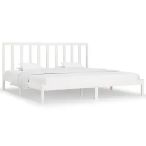 Berkfield Bed Frame White Solid Wood Pine 180x200 cm 6FT Super King