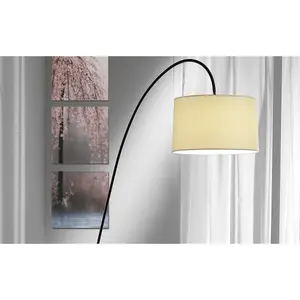 Luminosa Losanna Black Arc Floor Lamp, Fabric Shade