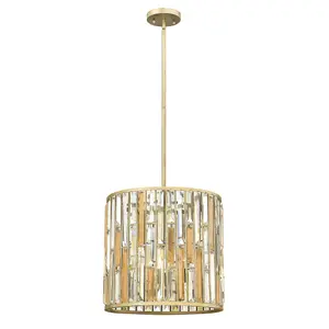 Elstead Gemma 3 Light Ceiling Pendant Silver Leaf, E14