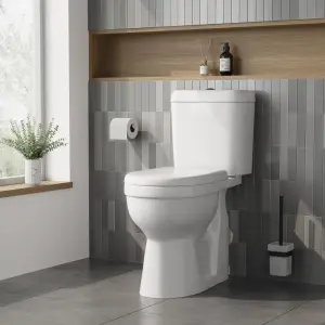 White Single Flush Comfort Height Toilet Pan, Cistern & Soft Close Seat