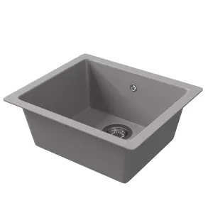 GoodHome Borage Grey Resin 1 Bowl Kitchen sink 440mm x 500mm