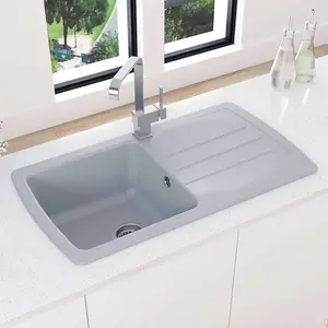 Astini Harrison 1.0 Bowl Grey Composite Synthetic Kitchen Sink & Waste