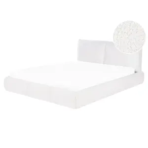 Boucle EU King Size Bed White VINAY