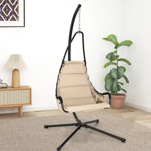 Costway Hanging Swing Chair W/ Heavy-Duty Metal Stand Hammock W/ Extra Large Padded Seat