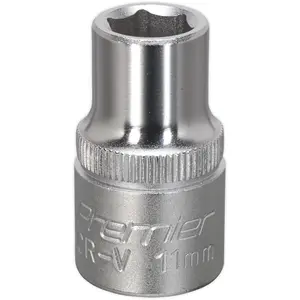 11mm Chrome Vanadium Steel Drive Socket - 1/2 Inch Square Drive Tool for Professionals