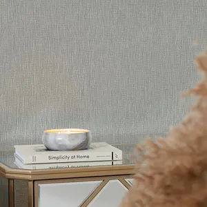 Riviera Plain Wallpaper in Warm Grey with Silver Sparkle