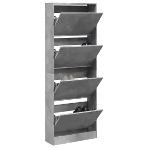 Shoe Cabinet Concrete Grey 60x21x163.5 cm Engineered Wood