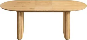 Maru Oval 6-8 Seater Extending Oak Pedestal Dining Table, Oak Modern Wooden - Daals - Dining Tables