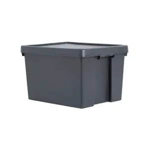 Wham Bam Heavy duty Black 45L Medium Stackable Storage box with Lid