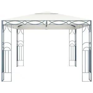 Berkfield Gazebo with LED String Lights 400x300 cm Cream