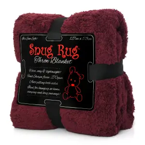 Snug Rug Blanket Luxury Sherpa Fleece Sofa TV Throw Gift Blankets 127x178cm - Mulberry Red