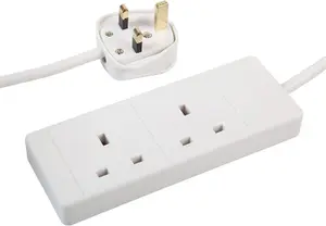 MantraRaj 2 Gang 5M Extension Socket Lead White 5 Meter 2-Way Extension Lead Two Gang Multi Plug Socket White Power Cable