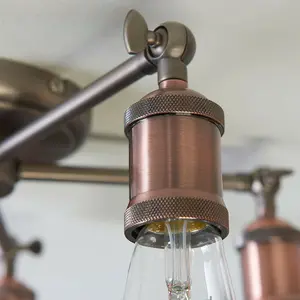 5 Lamp Ceiling Pendant & 2x Matching Wall Light Pack Tarnished Aged Copper Kit