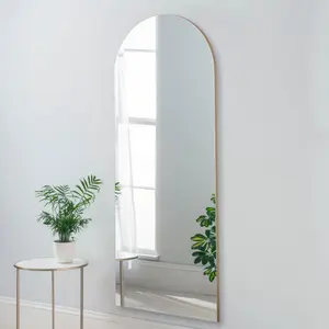 Yearn Minimal large Floor Arch Mirror Gold 150x60cm