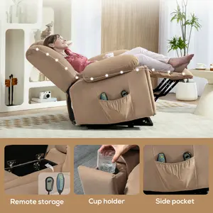 HOMCOM Power Lift Recliner Chair with Vibration Massage, USB, Light Brown