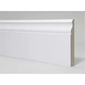 PACK OF 10 (Total 10 Units) - 18mm x 119mm White Primed MDF Ogee Skirting Board - 2700mm Length