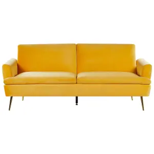 Beliani Modern Sofa Bed VETTRE Yellow Velvet