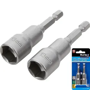 Bluespot 13mm Torque Magnetic Power Nut Bolts Hex Head Setter 1/4" 2pc