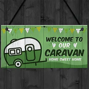 Caravan Sign Hanging Door Wall Plaque Welcome Sign Campervan Motorhome Sign