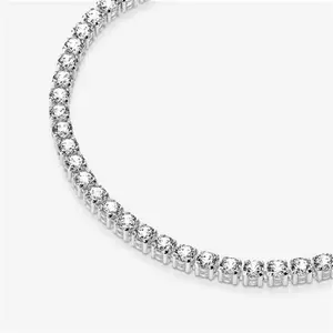 Pandora Sparkling Tennis Bracelet - Sterling Silver / Cubic Zirconia - Sz. 18 cm