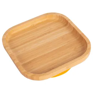 Tiny Dining - Children's Bamboo Suction Square Plate - Yellow