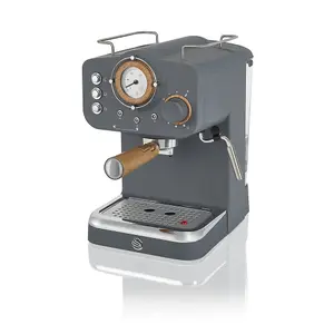 Swan Espresso Machine, 15 Bars of Pressure, Milk Frother, 1.2L Tank, Scandi Style, SK22110GRYN, Nordic Grey