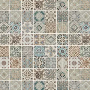 Diriana Multicolour Matt Stone effect Natural stone Mosaic tile sheet, (L)300mm (W)300mm