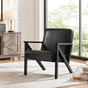 Yaheetech Black Extra-wide Faux Leather Armchair