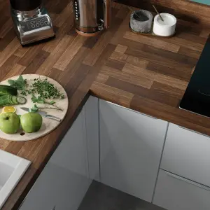 GoodHome 38mm Kabsa Matt Walnut effect Chipboard & laminate Post-formed Kitchen Worktop, (L)3000mm