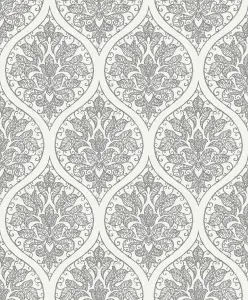 Galerie Emporium Cream Silver Ogee Embossed Wallpaper