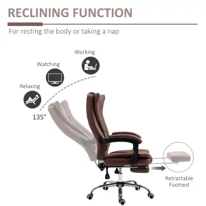 Vinsetto Executive Office Chair Computer Desk Chair for Home w/ Footrest, Brown